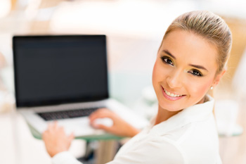 Business woman working online