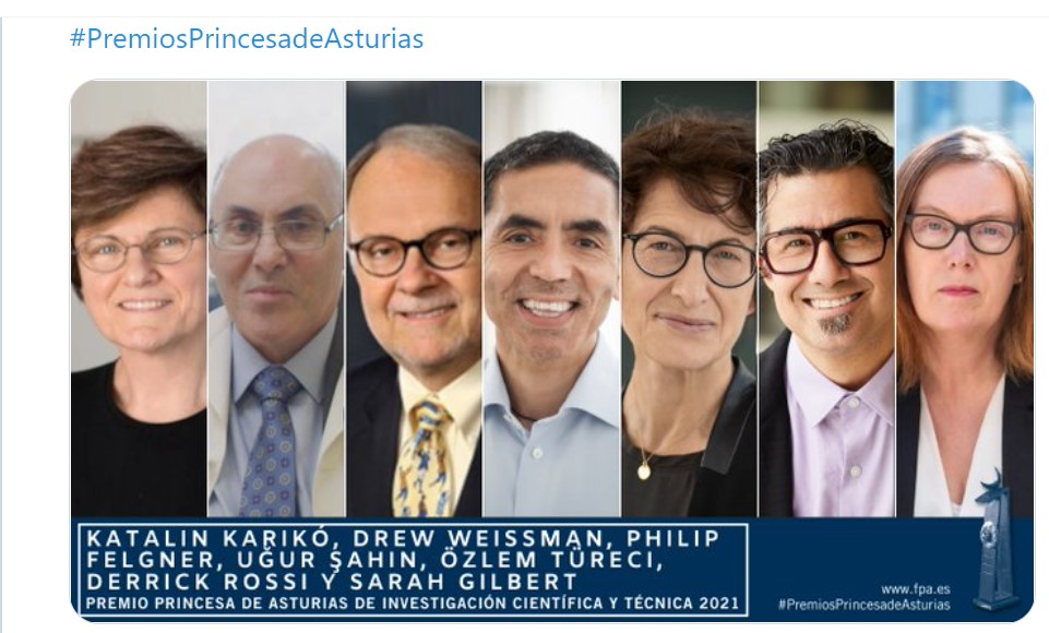 Ganadores del Premio Princesa de Asturias de Investigación | Captura Twitter Fundación Princesa de Asturias